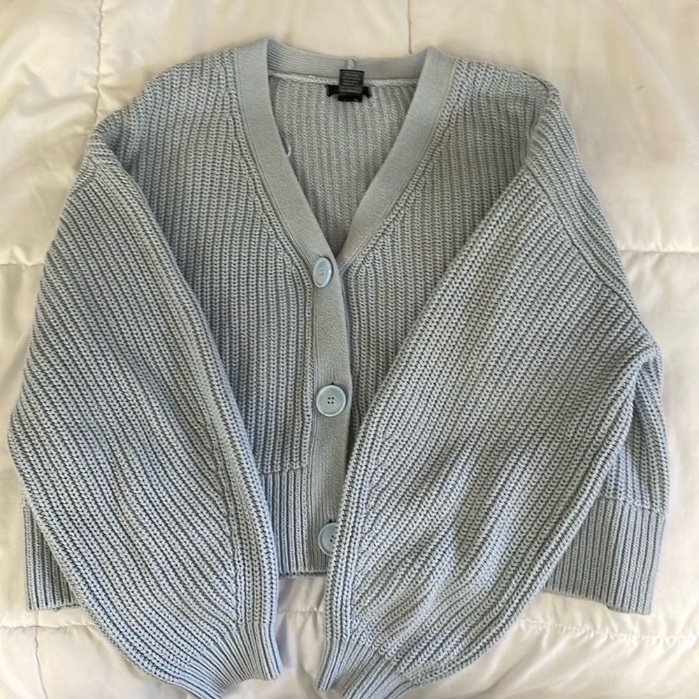 Baby blue V neck cardigan